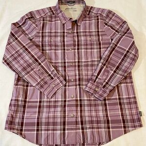 Eddie Bauer Adventurer Plaid Button Up Shirt Roll Sleeve Women Petite Medium EUC